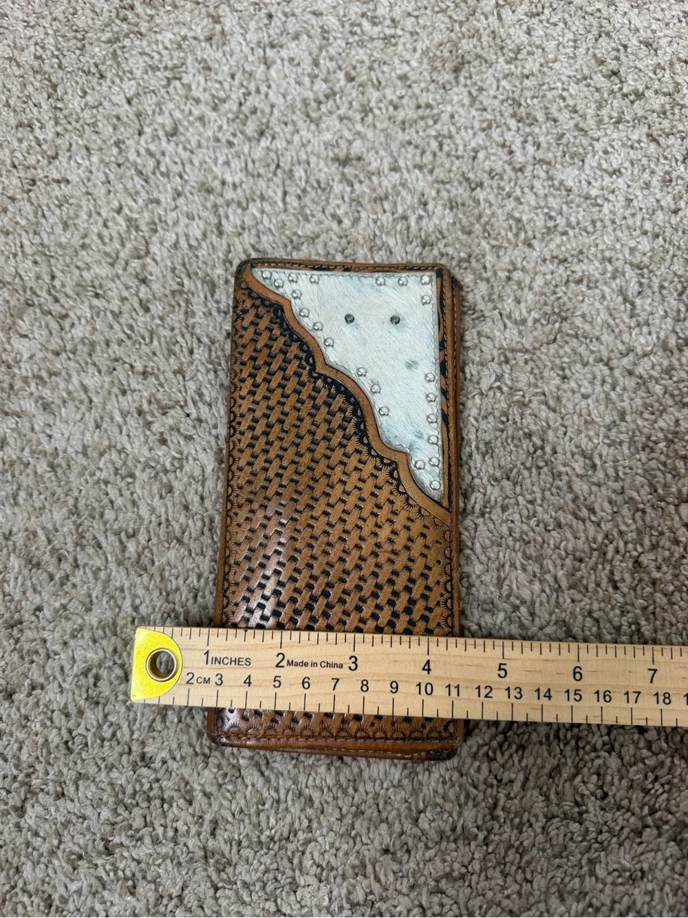 Vintage Genuine Leather Tooled Western Cowhide wallet